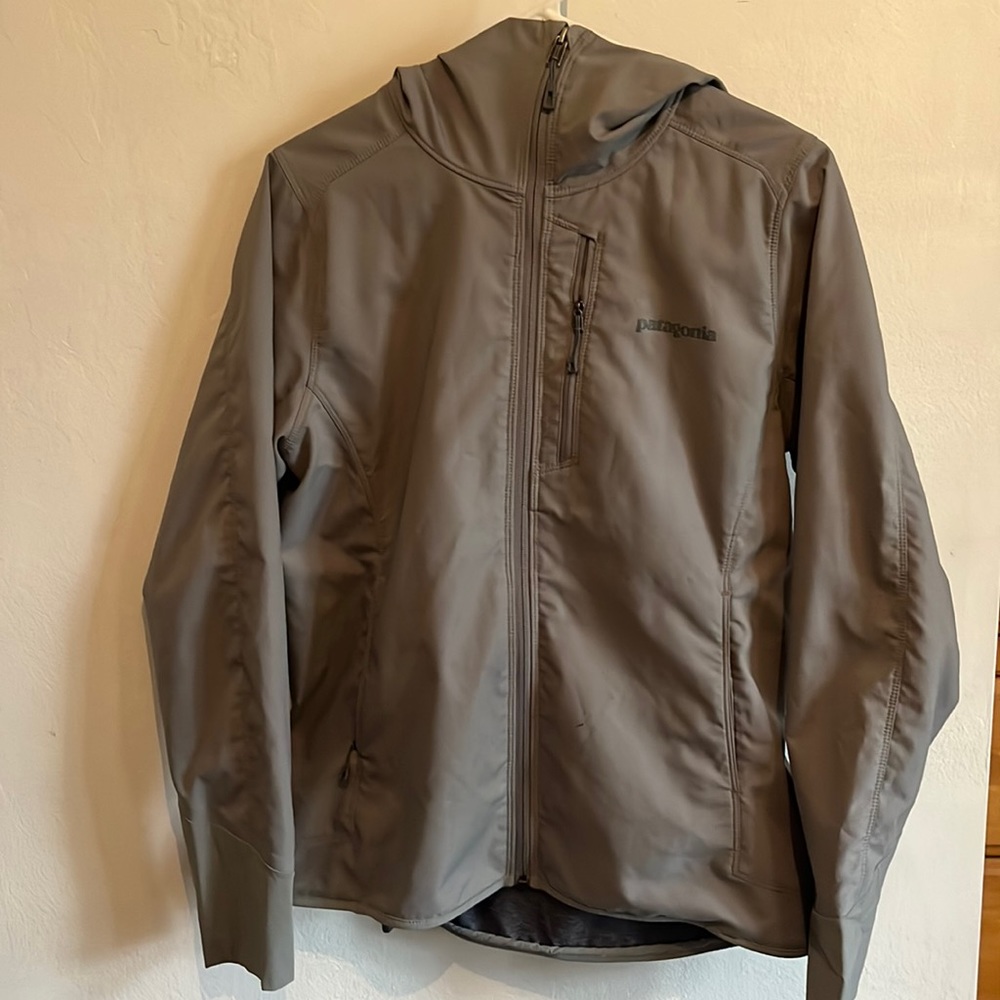Grey Patagonia hooded jacket size medium